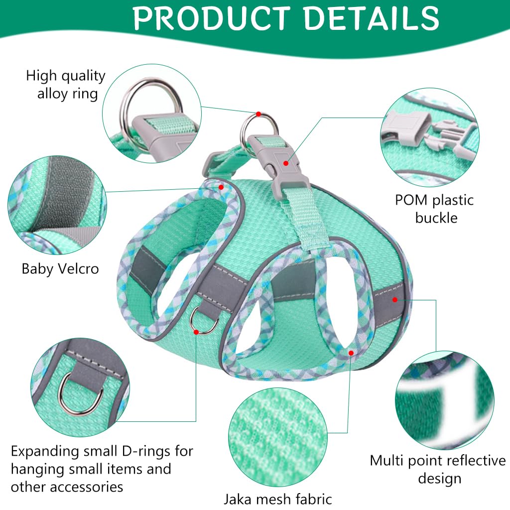 Qpets Small Dog Harness, 4.9Ft Dog Leash Breathable Mesh Pet Harness Small Dog Vest Harness with Safe Reflective Strips No Pull Small Dog Harness (Neck: 36-42CM) Qpets Small Dog Harness, 4.9Ft Dog Leash Breathable Mesh Pet Harness Small Dog Vest Harness with Safe Reflective Strips No Pull Small Dog Harness (Neck: 36-42CM)